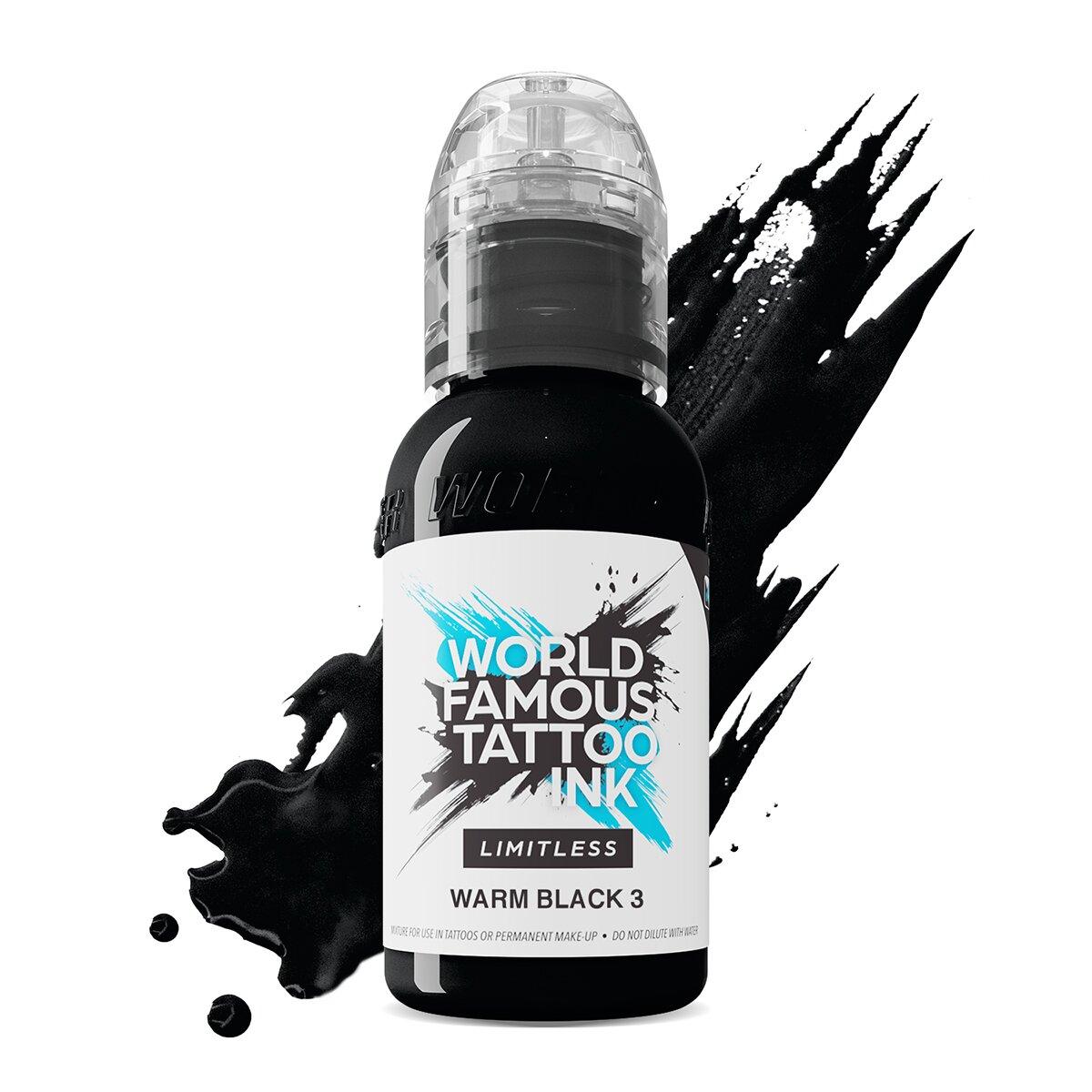 Weltberühmte Limitless Tattoofarbe Warm Black 3, 30 ml