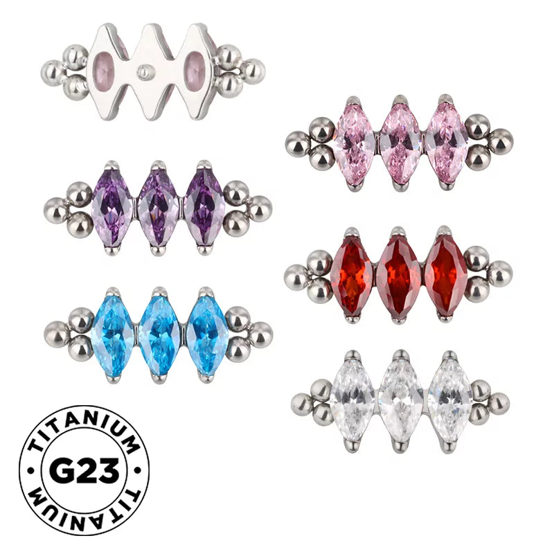 Titanring mit dreifacher Perlenfassung