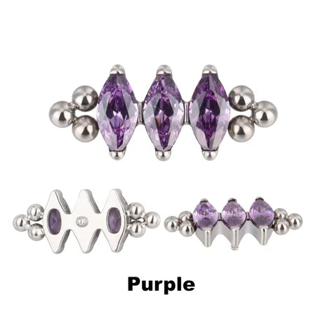 Titanring mit dreifacher Perlenfassung