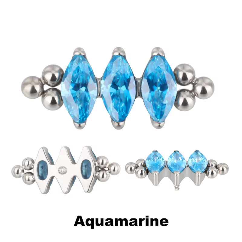 Titanring mit dreifacher Perlenfassung