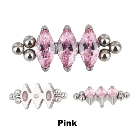 Titanring mit dreifacher Perlenfassung