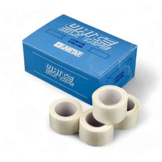 Unistar Silk Surgical Tape 2.5cm x 5m, soft and breathable medical adhesive tape for secure wound and dressing application.
