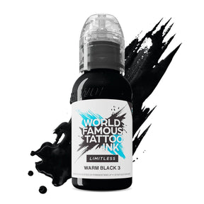World Famous Limitless Tattoo Ink Warm Black 3 30ml - BVShop